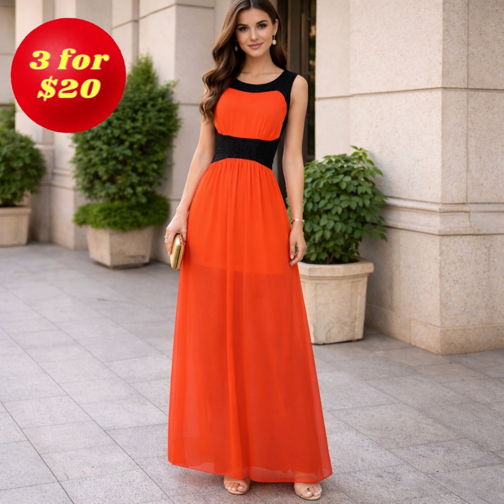 NWOT Enfocus Studio Red & Black Maxi Dress